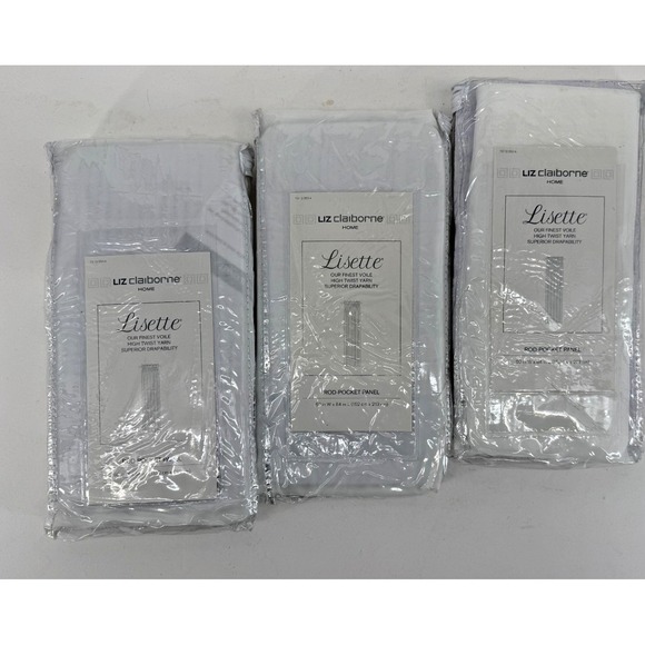 J. C. Penney Other - Lot of 3 Liz Claiborne‎ Lisette Sheer Curtain Panels 60x84 Cool White Rod Pocket